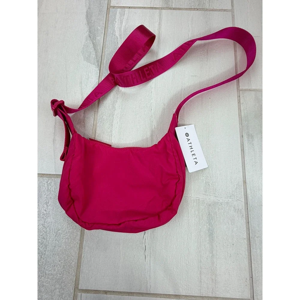 Athleta All About Mini Crescent Bag Pink Water Resistant Crossbody NWT
